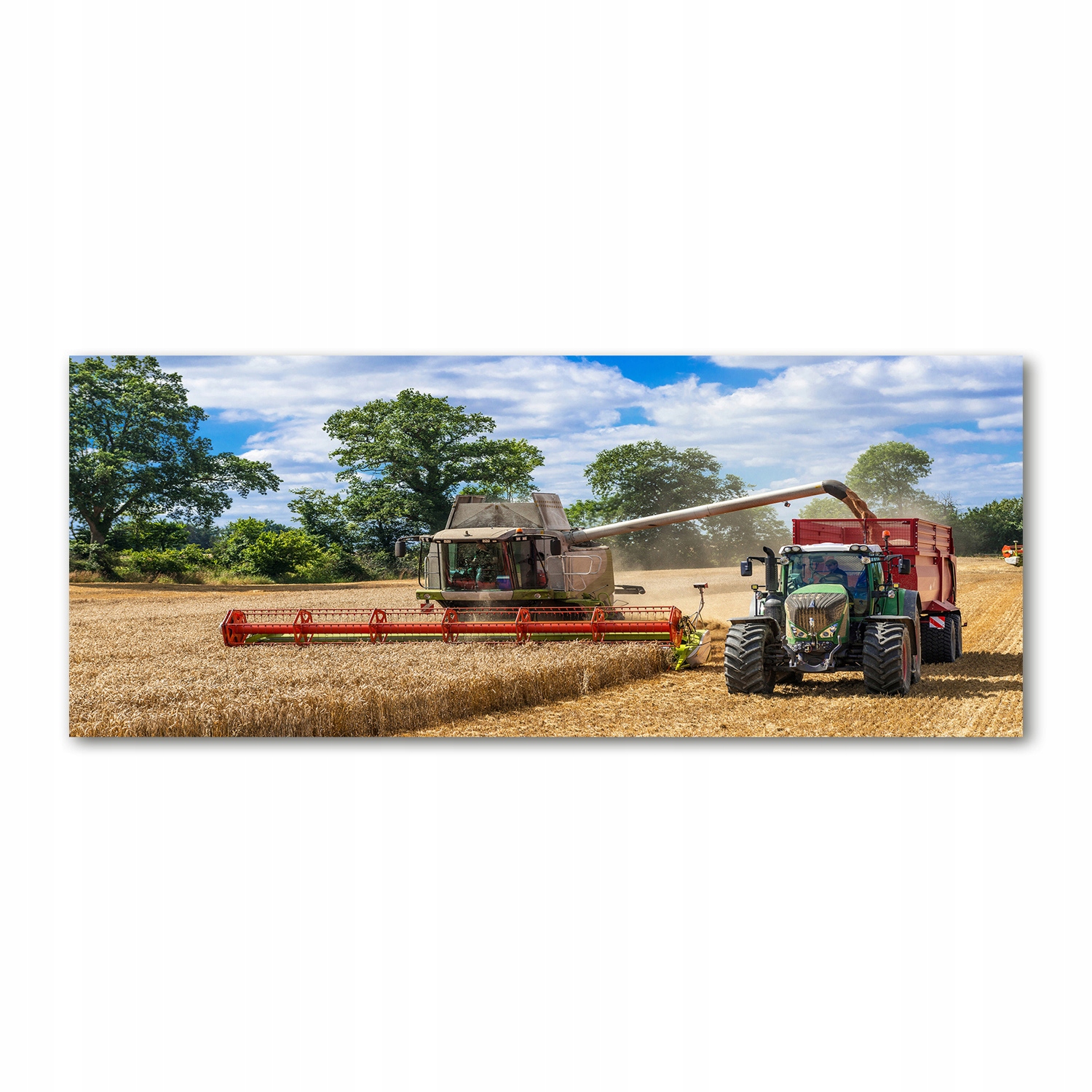

Foto obraz szkło akryl Kombajn i ciągnik 125x50 cm