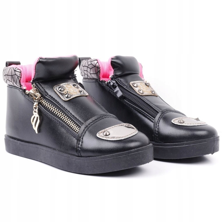 Botki sneakersy dziewczęce czarne płaskie wygodne Płeć dziewczynki