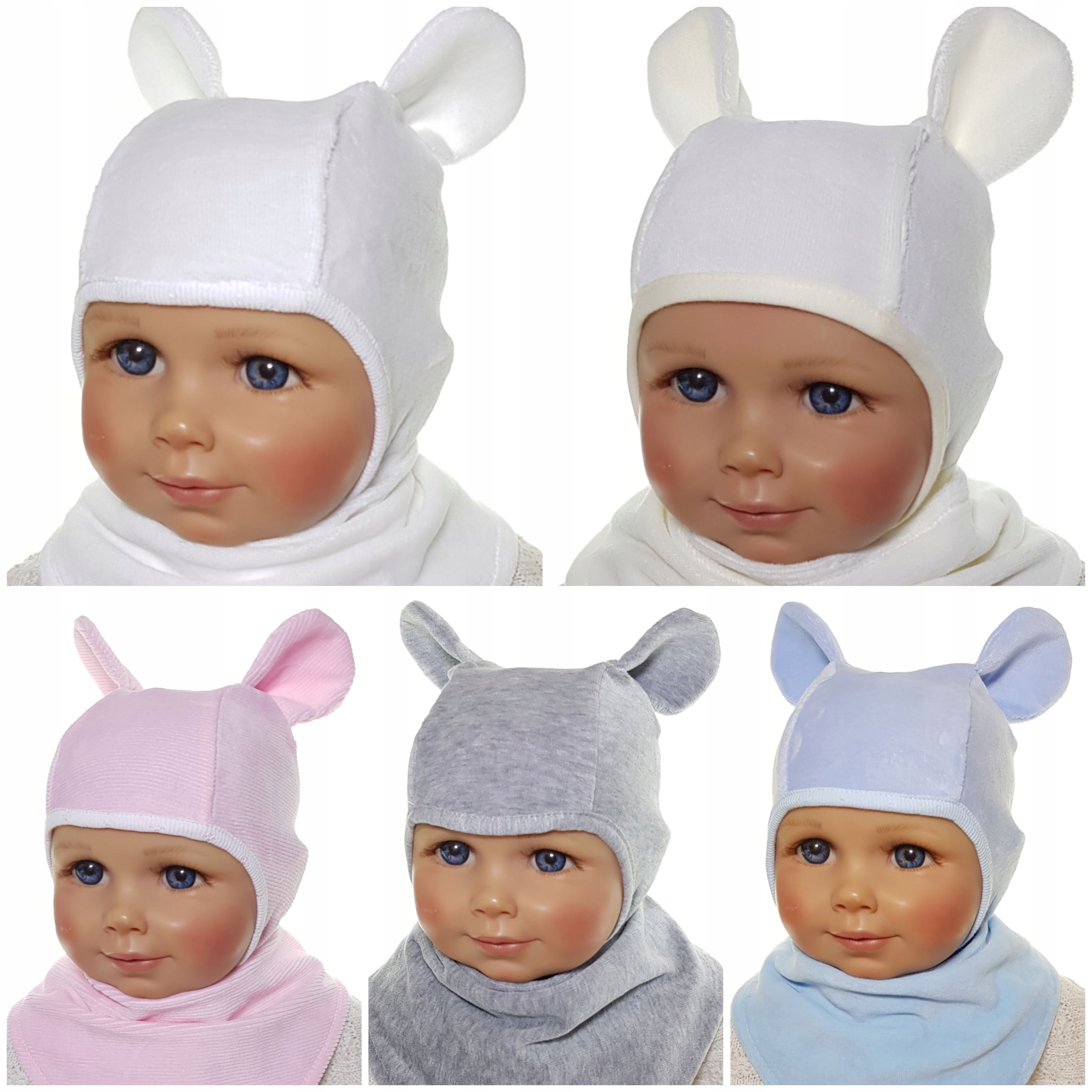 KPL WELUR DLA NOWORODKA CZAPKA MIŚ +CHUSTKA 5KOLOR Marka Kamiś