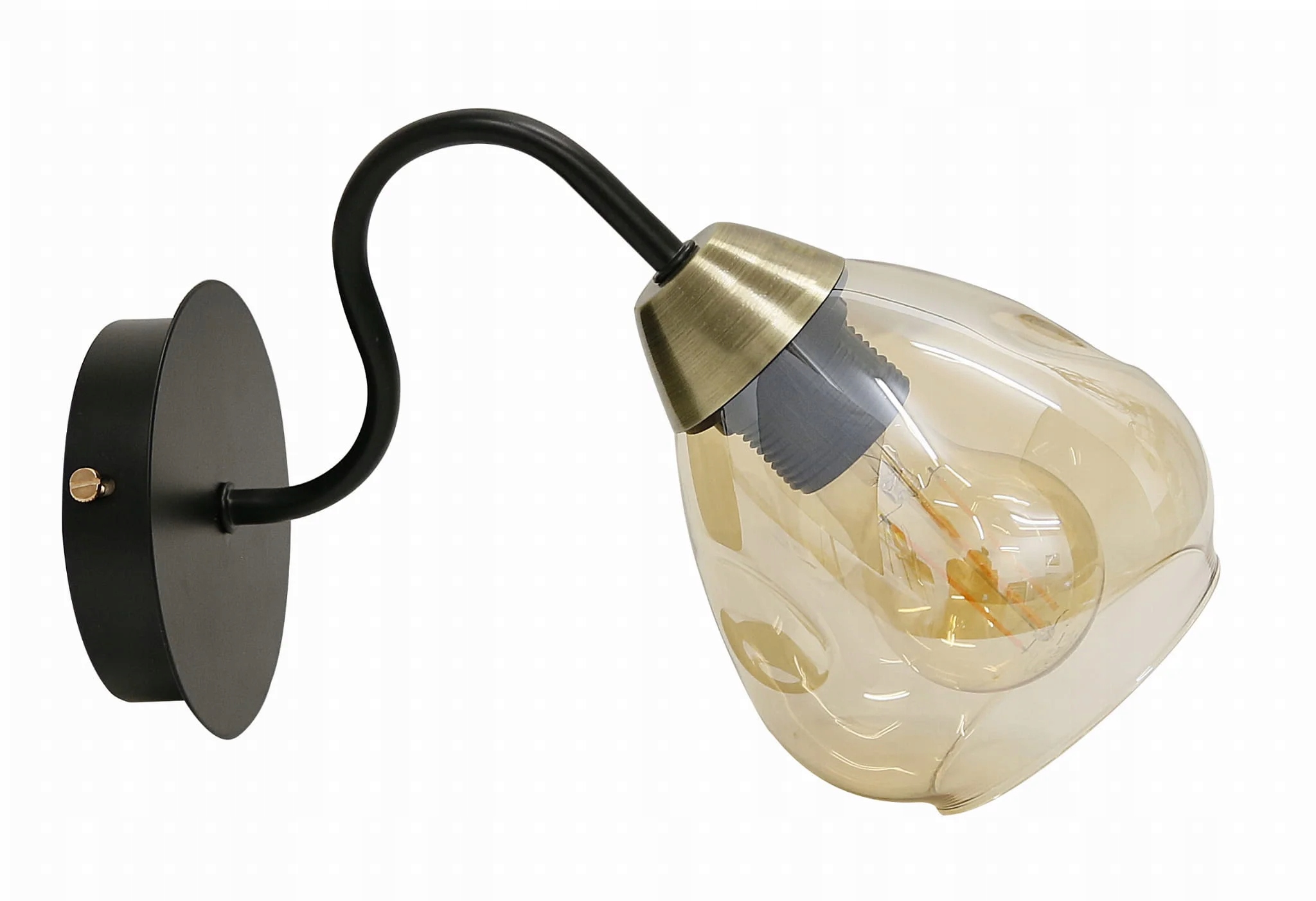 Černá nástěnná lampa s jantarovým skleněným stínítkem do ložnice Candellux