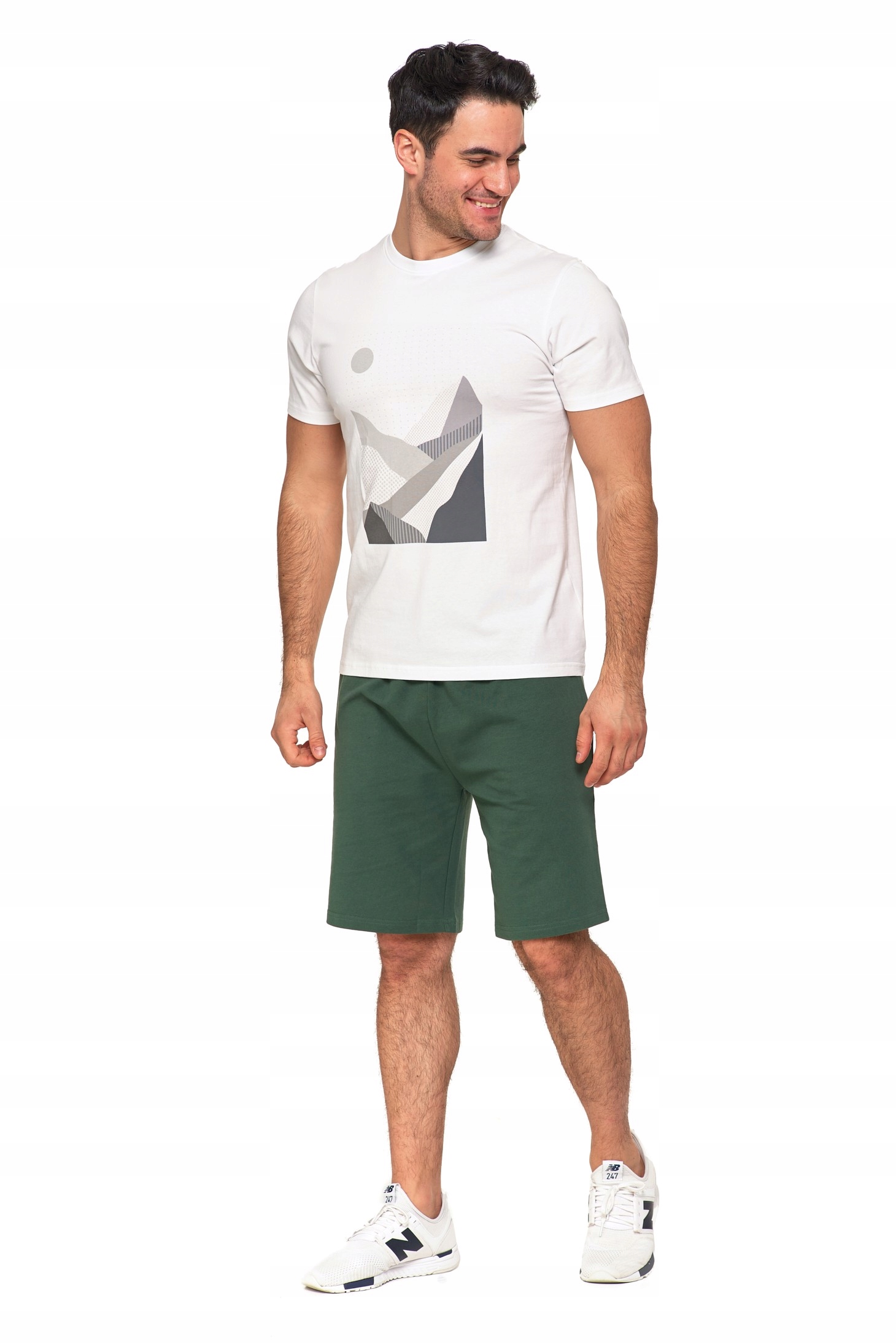 BIAŁA KOSZULKA MĘSKA KRÓTKI RĘKAW BAWEŁNIANA T-SHIRT NADRUK GÓRY MORAJ XXL Linia regular