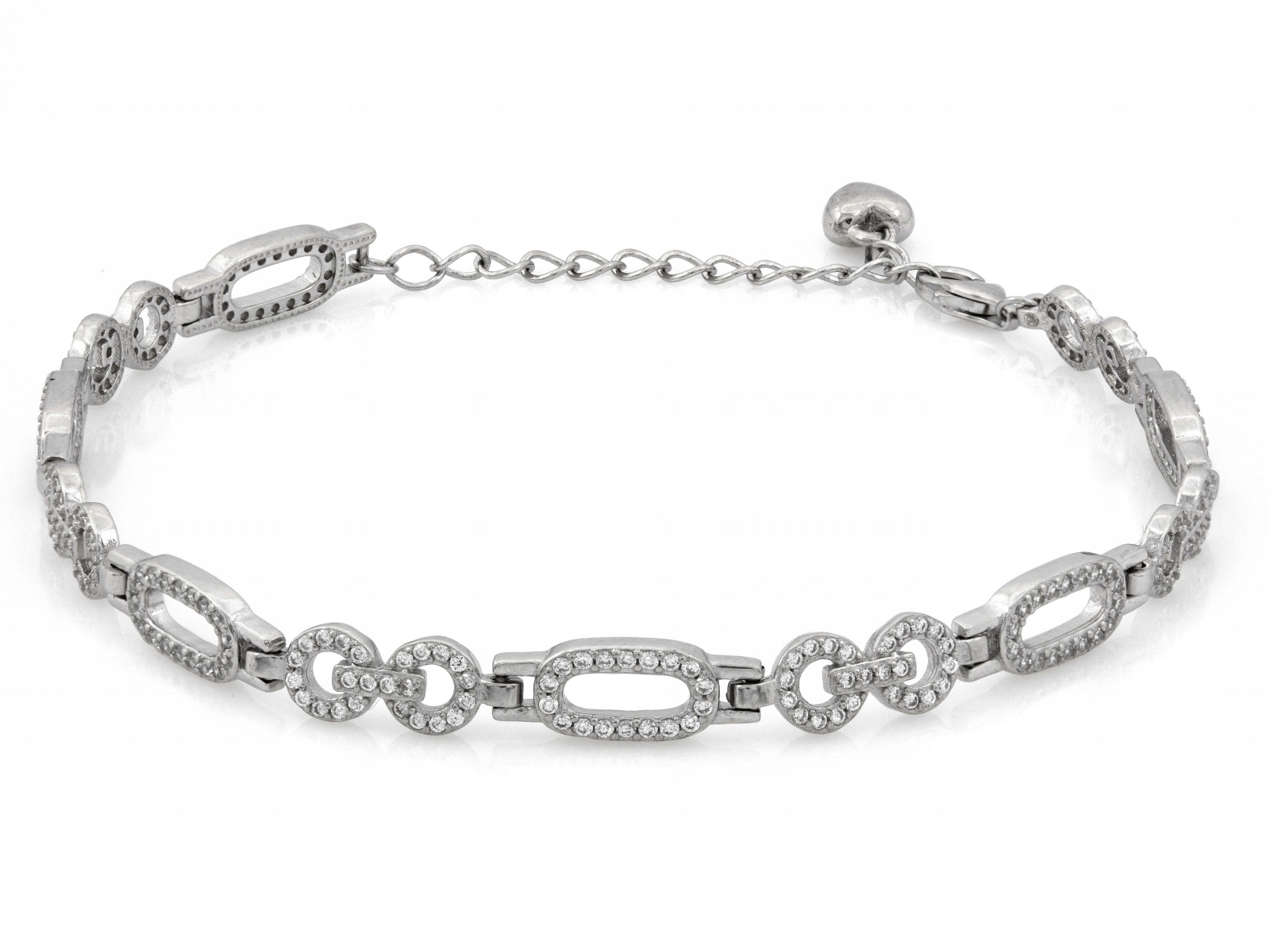 Stříbrný náramek pro ženu 925 Elementová, oválné články se zirkony