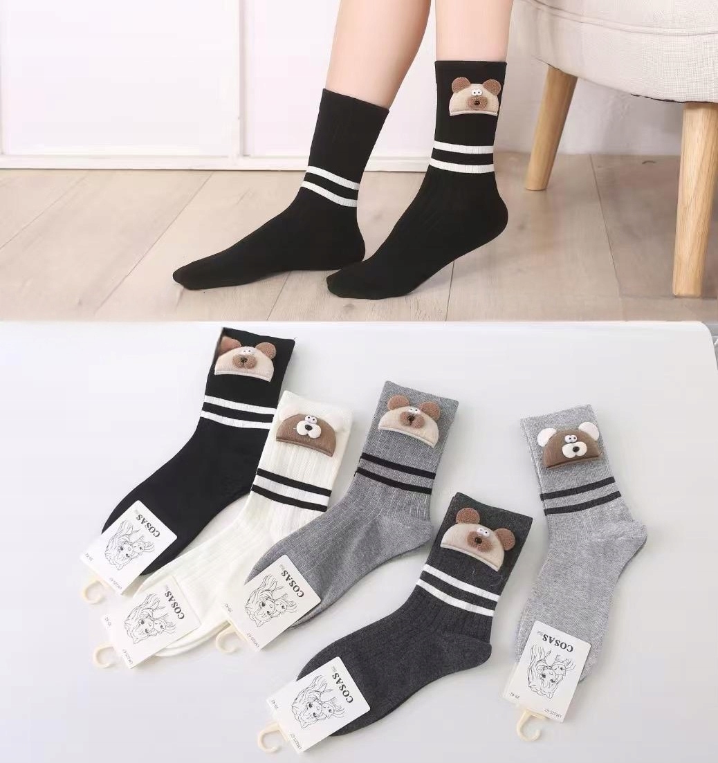 5 x Dámské bavlněné ponožky s medvídkem LM325-67 35/38