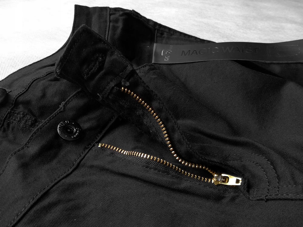 SPODNIE BOJÓWKI Z KIESZENIAMI DAMSKIE CARGO CZARNE MILITARNE DUŻE ROZMIARY Stan (wysokość w pasie) wysoki