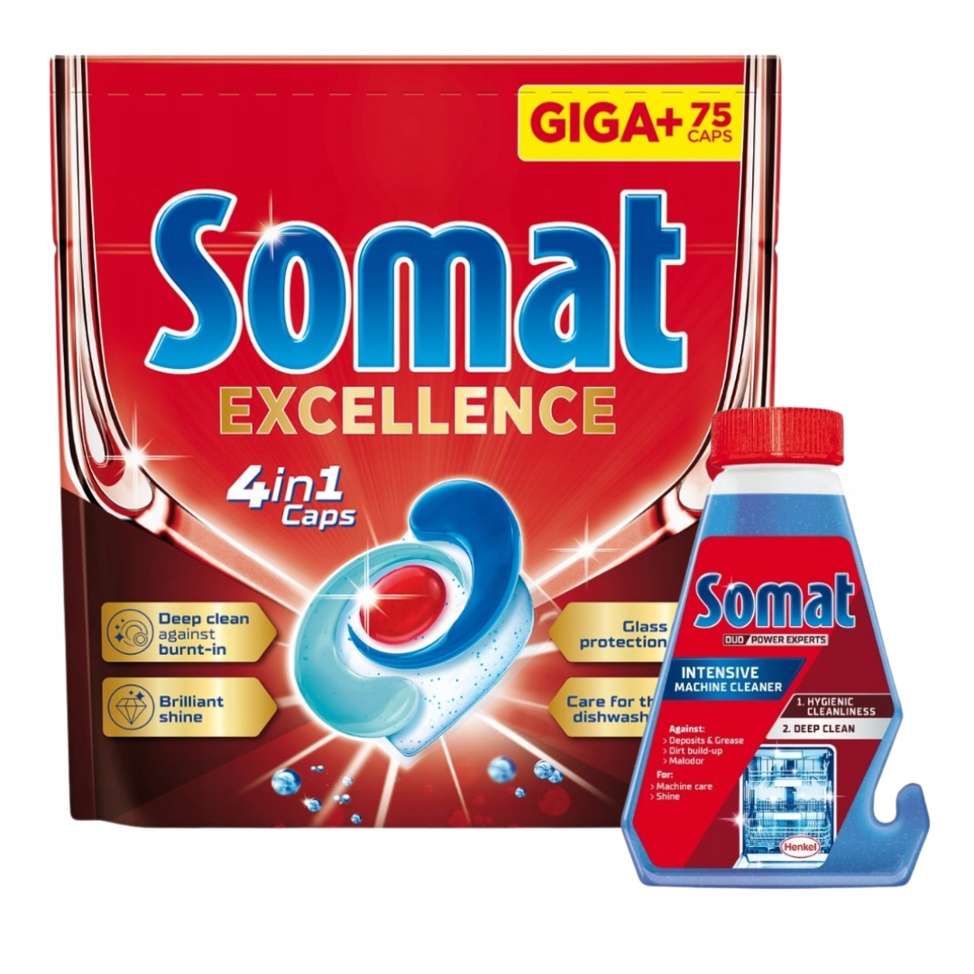 Somat Excellence tablety do myčky 4v1 75 ks čistič 250 ml