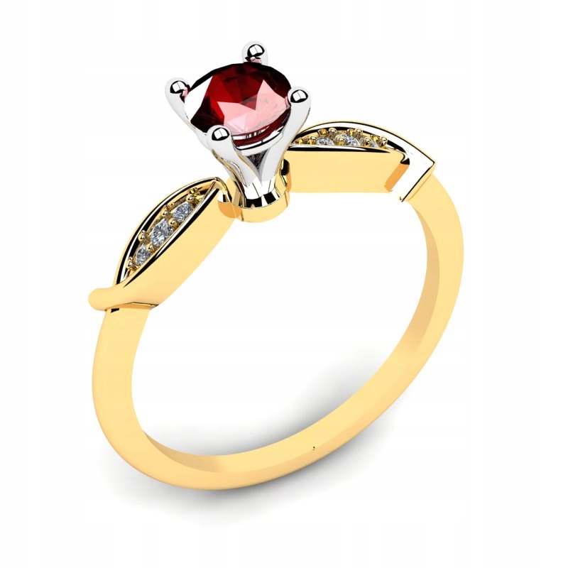 

Pierścionek Złoty Z Bordową Cyrkonią 14KR