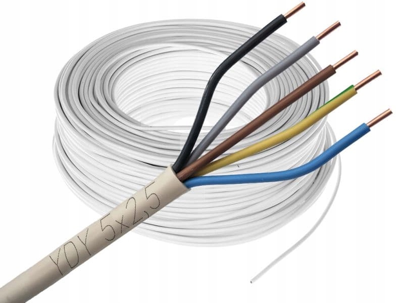 Przewód kabel prądowy okrągły drut 5x2,5 Ydy 100 m