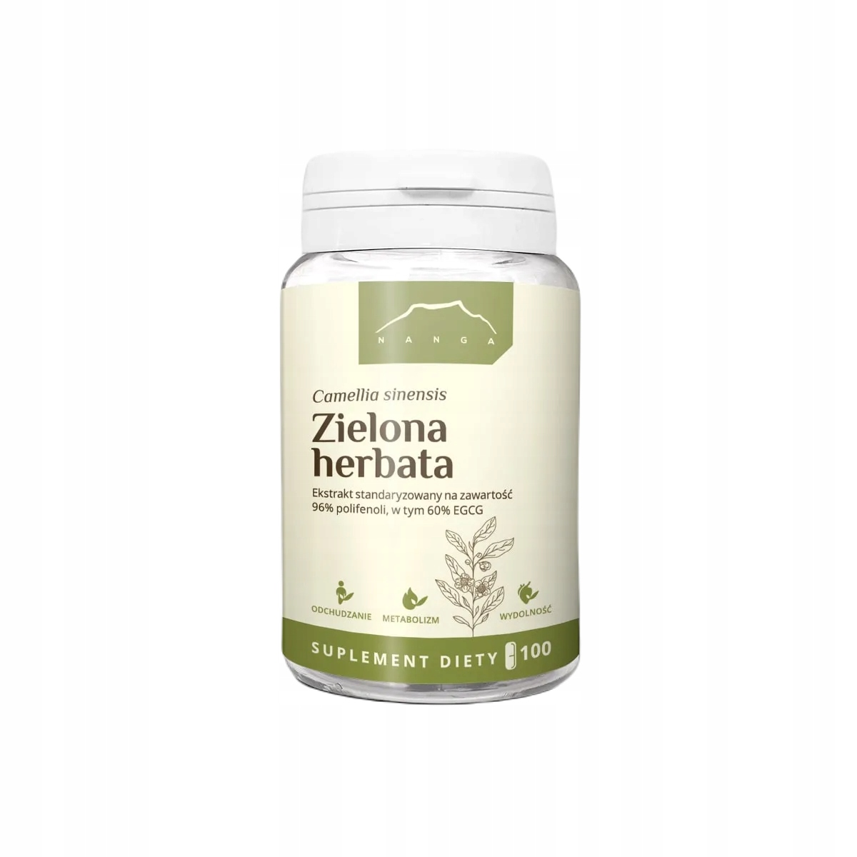 Zielona herbata ekstrakt Egcg 60% polifenole 96% Nanga 100 kaps 400 mg