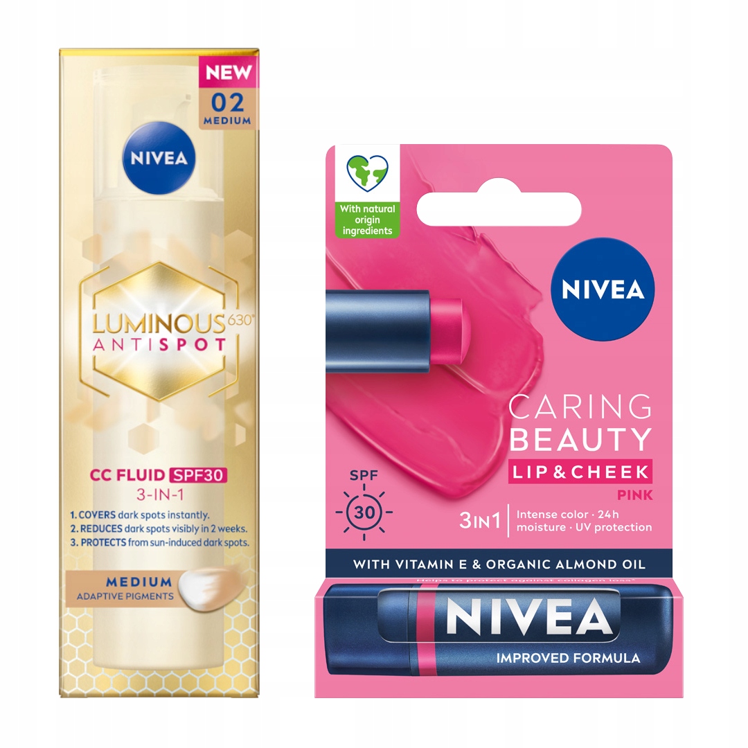 Luminous630 zestaw kremu CC Medium i pomadki Caring Beauty Pink