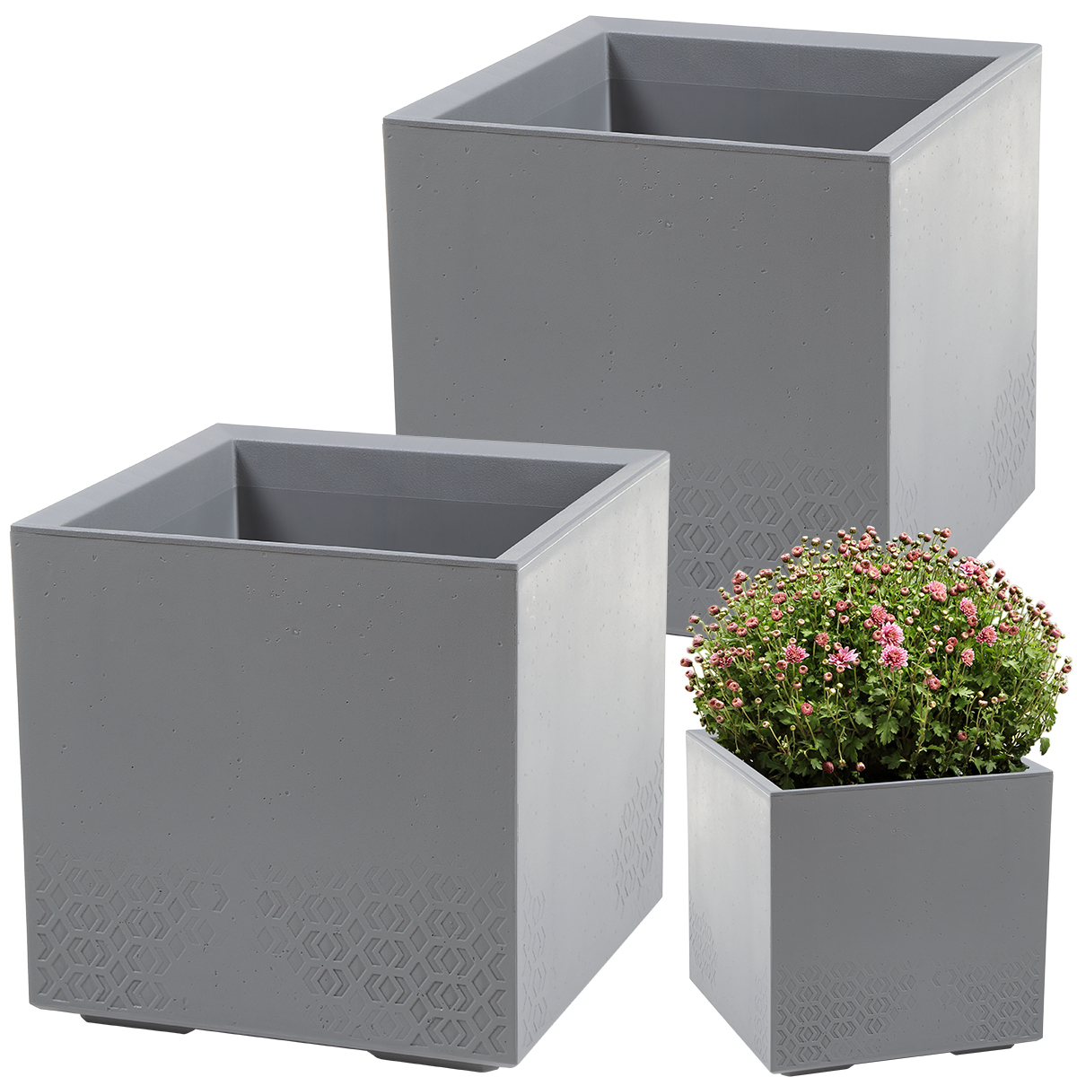 

2X Kwietnik Donica Skrzynia Beton Na Kółkach Duży