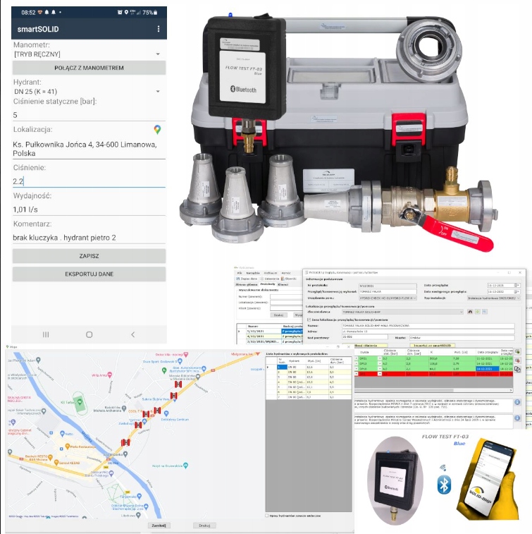 Sada pro testování a inventarizaci venkovních hydrantů modrá