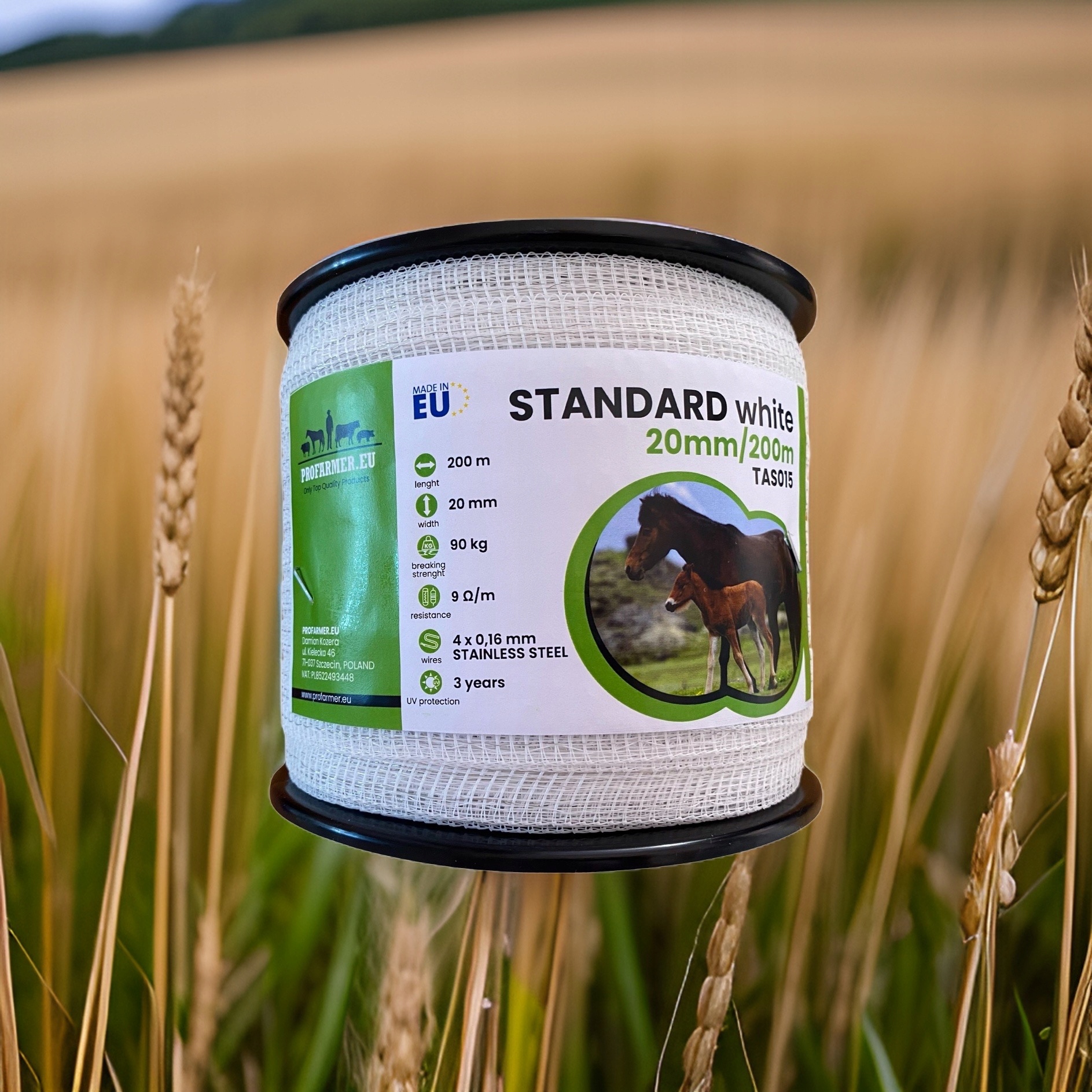 Taśma do pastucha elektrycznego ogrodzeniowa 20 mm 200 metrów koń konie Kod producenta TAS018