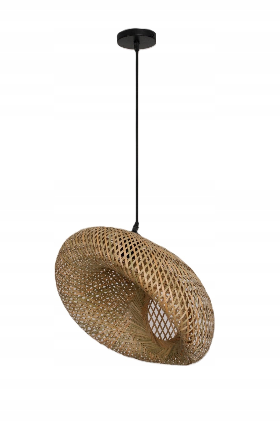 Závesná lampa Štýlová Boho 1xE27 Pletené tienidlo 50 cm Bambusová prírodná