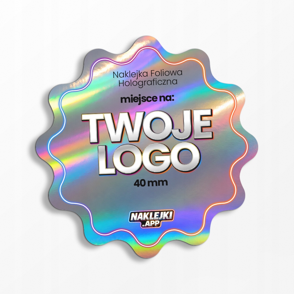 Naklejki z Logo Własny Nadruk Holograficzne Oryginalne 40mm 242szt