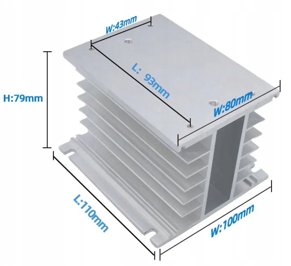 Radiator aluminiowy do 3-fazowego przekaźnika SSR do 40 A RegMag – Radiator do 3-fazowego przekaźnika SSR do 40 A