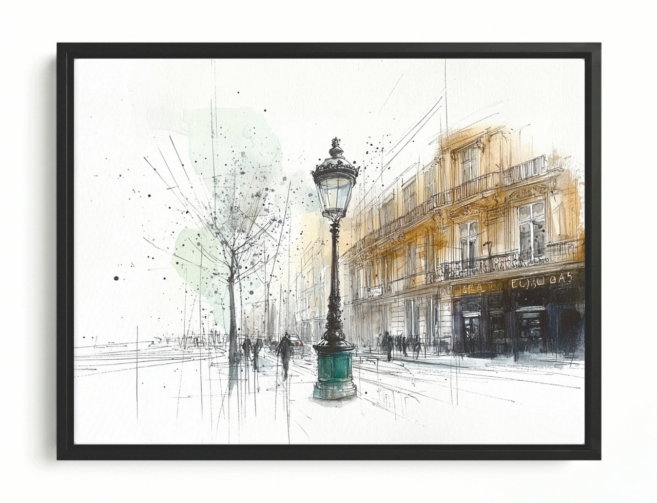 Obraz Rám Americká Krabička Kresba Grafika Město Ulice Lucerna Pohyb 80x60