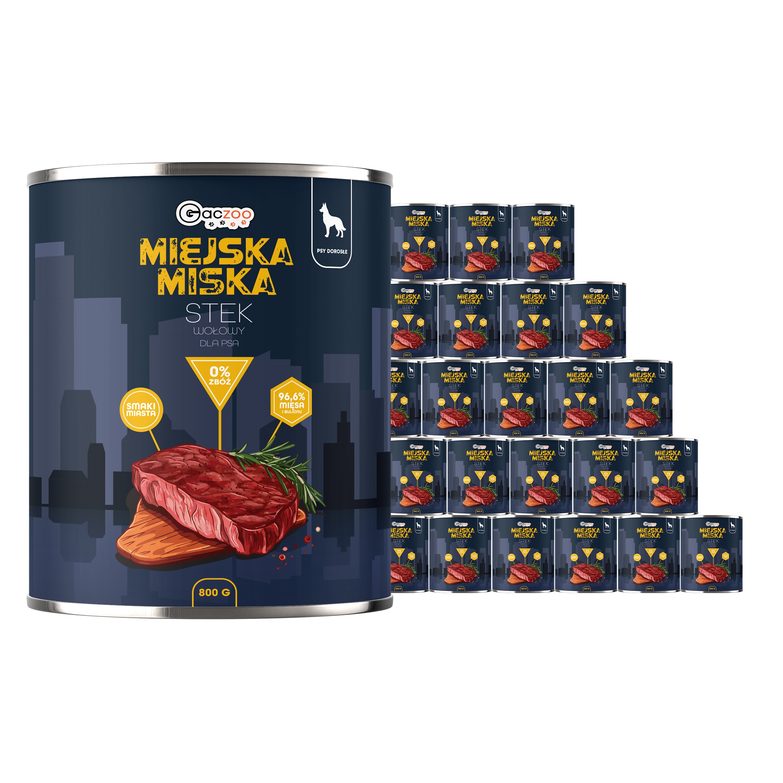 Levně Krmivo pro psa Městská miska Gaczoo Hovězí steak 24 x 800 g bez obilovin