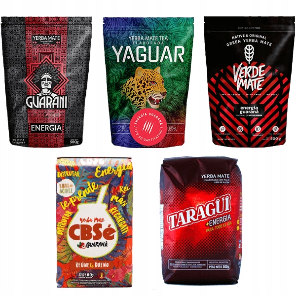 Sada Yerba Mate Energie různé druhy 5x0,5kg