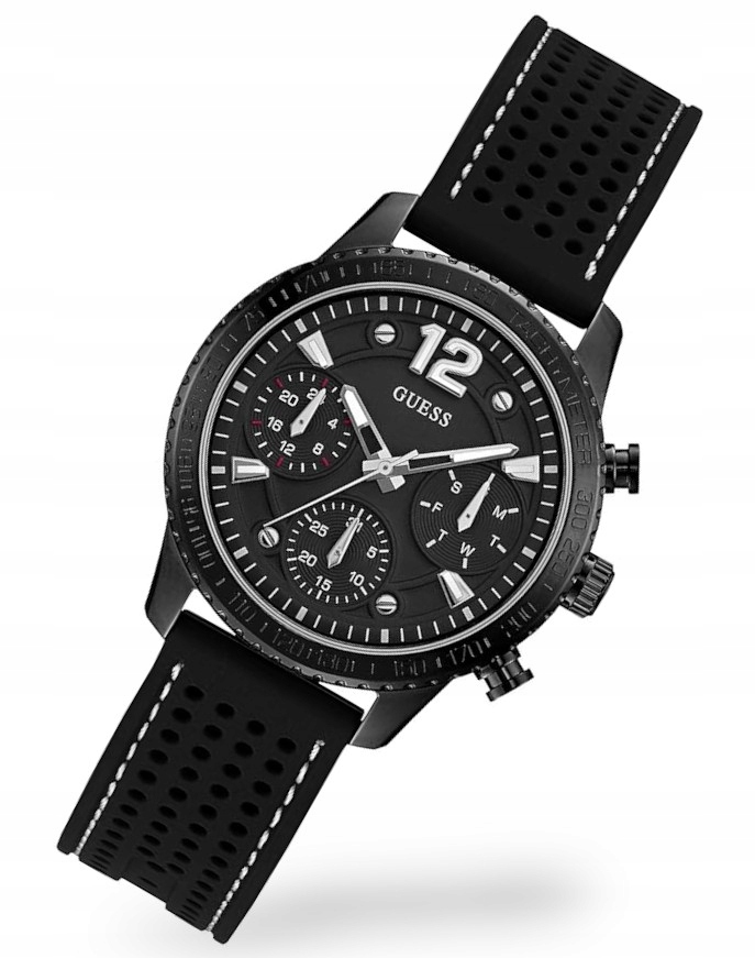 Černé dámské hodinky na řemínku Guess W1025L3 Multidata Gravírování Bonus