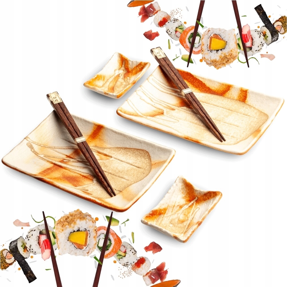 Sada keramiky na sushi Kurage Krémovo žltá pre 2 osoby 6 El Edo Japan