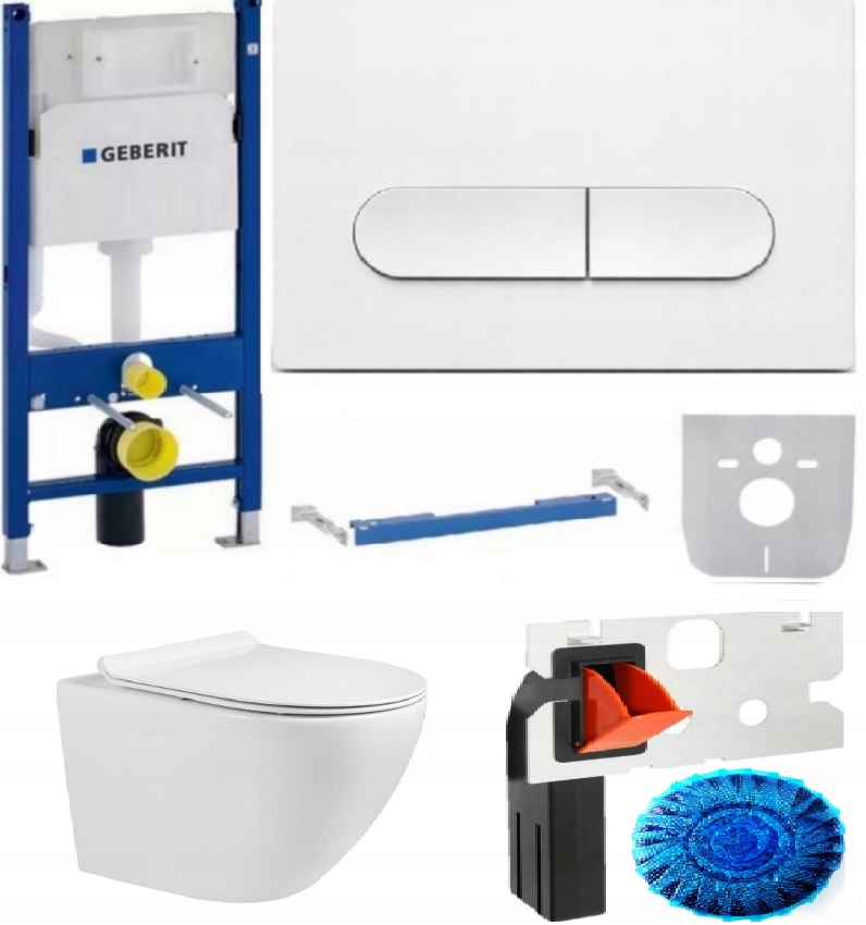 Stelaż Wc Geberit Duofix UP100 miska wirowa deska przycisk T1 Biały Fresh