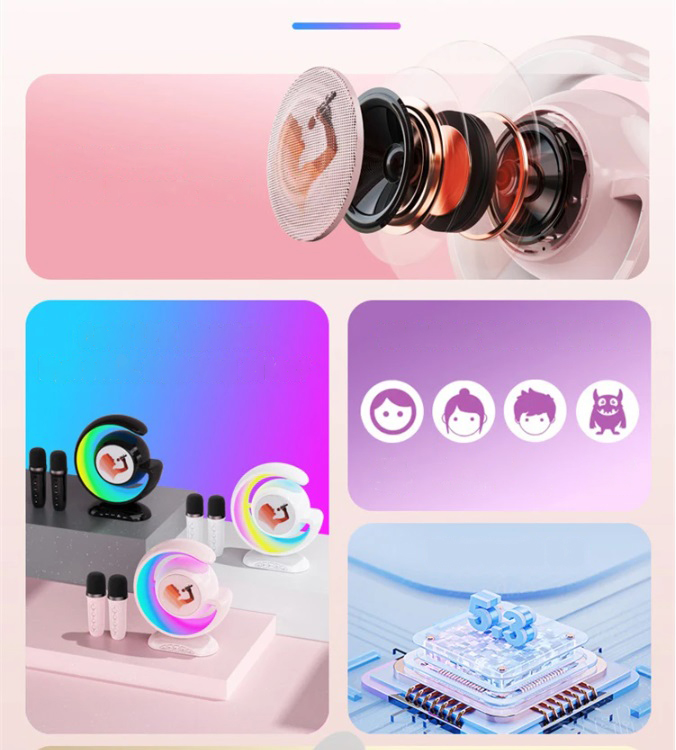 BEZPRZEWODOWY ZESTAW DO KARAOKE DLA DZIECI BLUETOOTH GŁOŚNIK + 2 MIKROFONY Materiał metal plastik