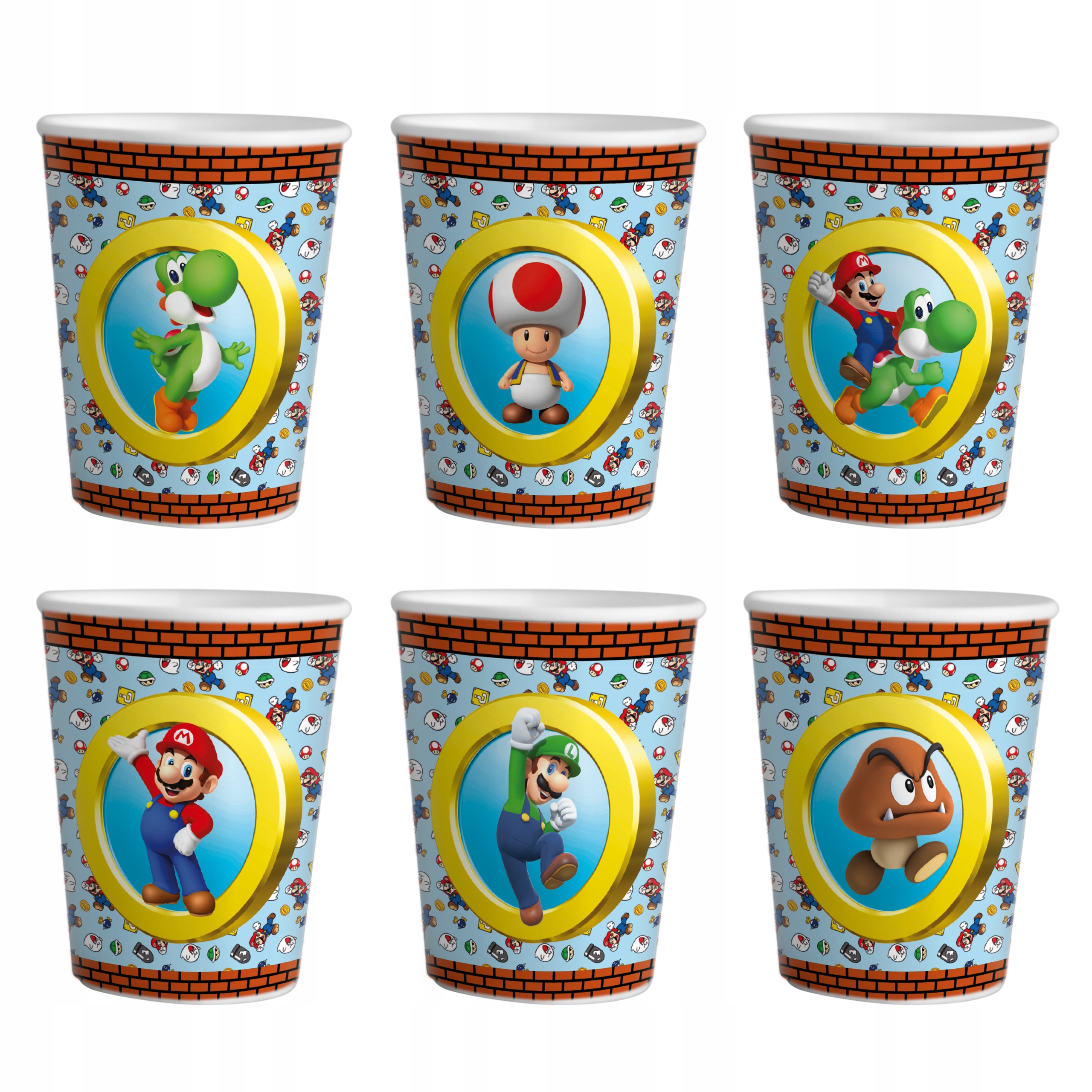 KUBKI PAPIEROWE SUPER MARIO NA IMPREZĘ URODZINOWĄ