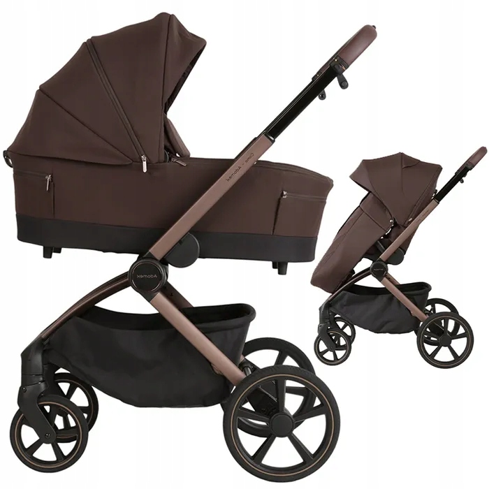 Wózek 2w1 przodem tyłem Adamex Como Chocolate Brown składana gondola