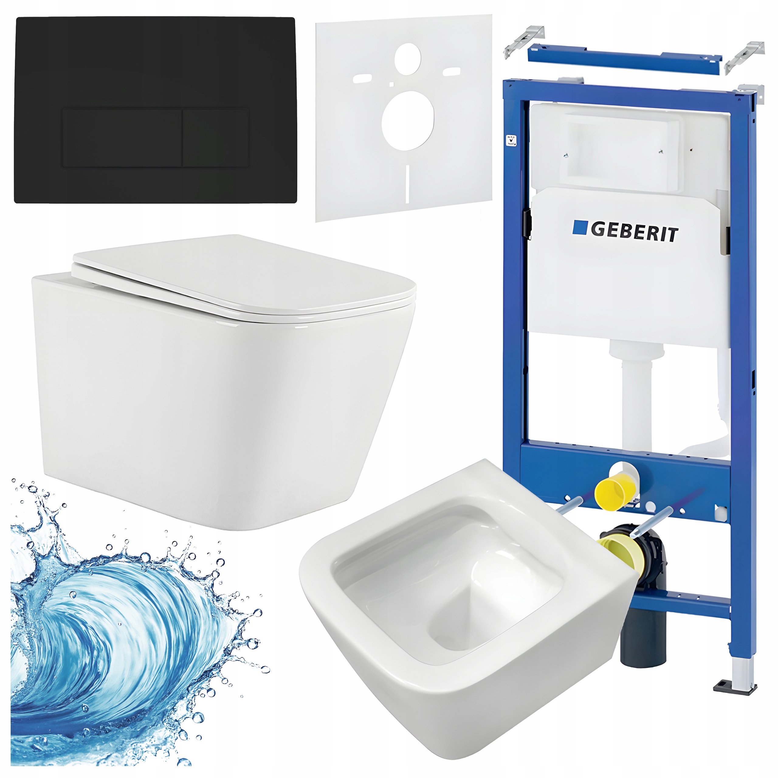 Zestaw Wc Podtynkowy Stelaż Geberit Duofix Miska Aqua Przycisk Czarny