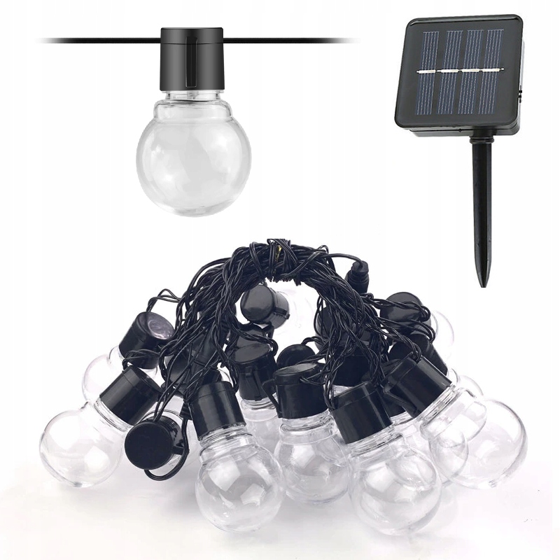 GIRLANDA Świetlna Ogrodowa SOLARNA LED CIEPŁA BIEL