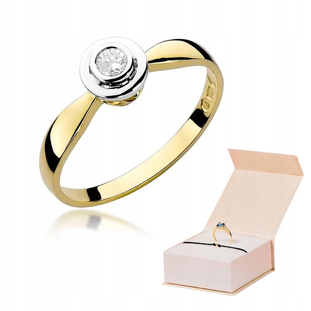 Zlatý Prstýnek 585 S Diamantem 0,10 ct Zásnuby Zlatý Náramek