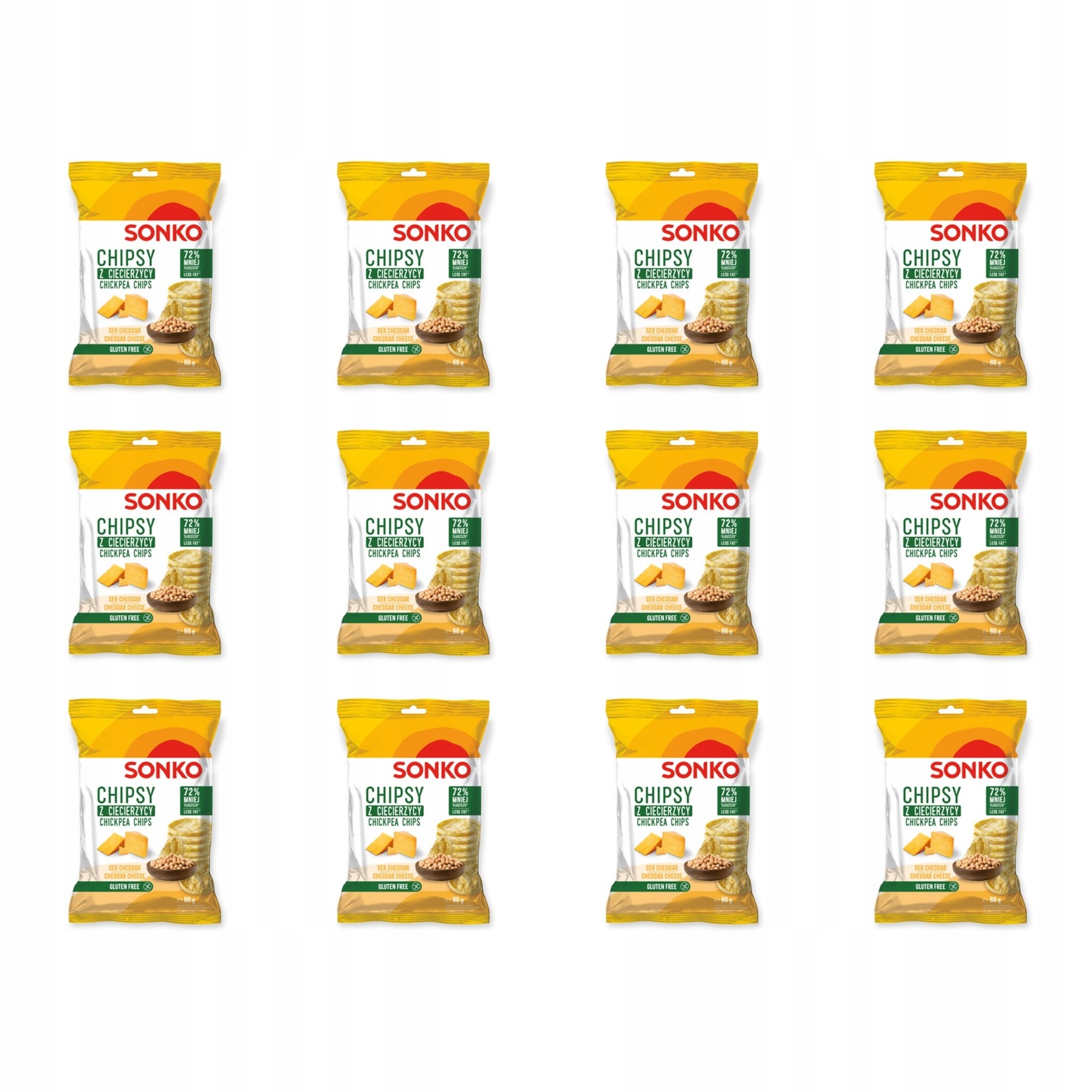 12 x 60 g Sonko Chipsy z cizrny, sýr cheddar