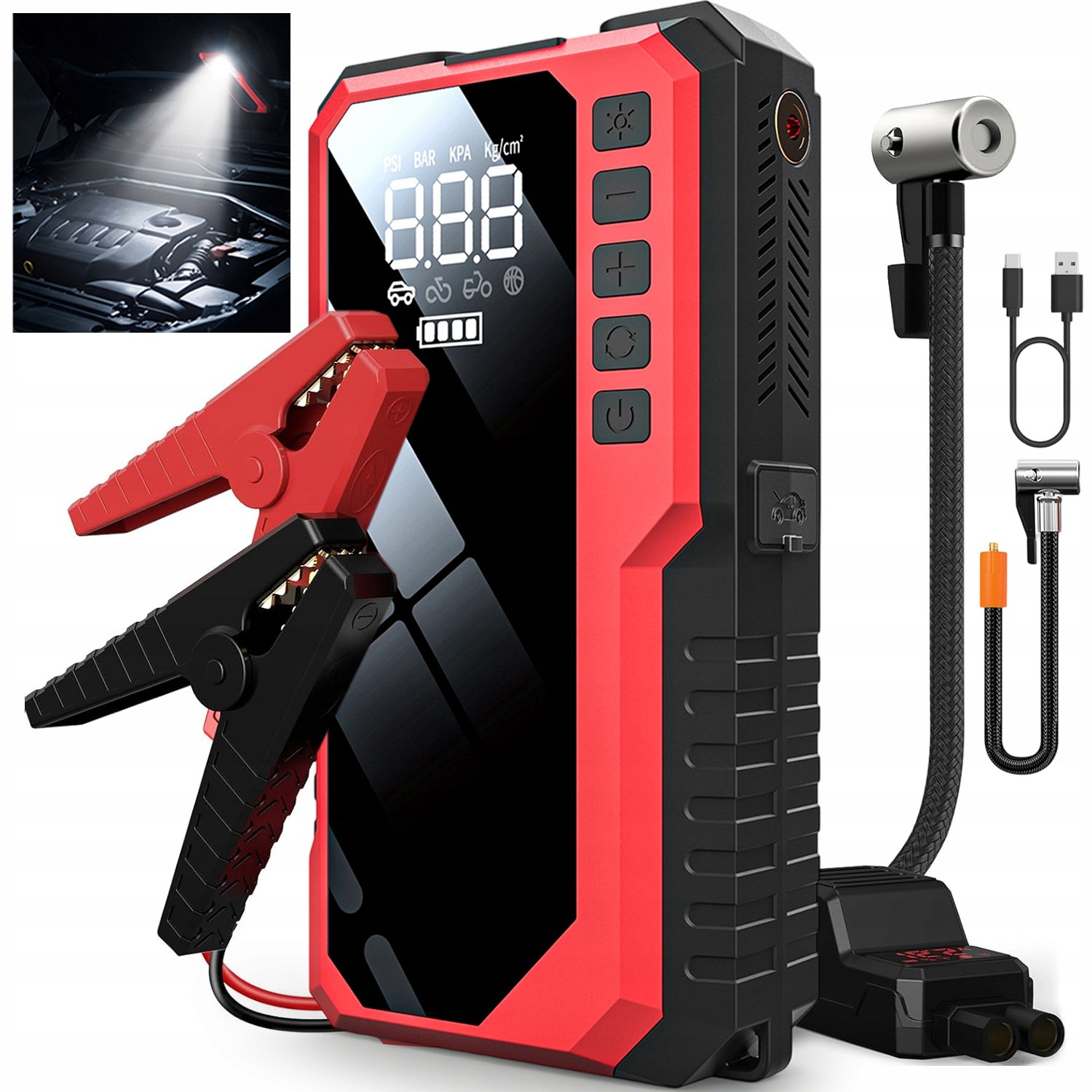 Najsilnejší Štartovací Booster Jump Starter 6400MAH S Led Svetlom
