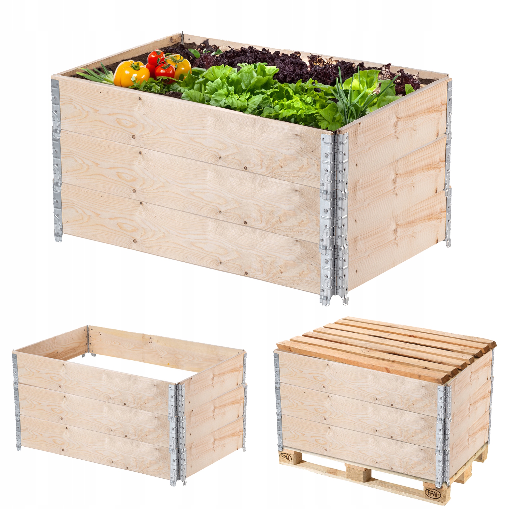 3 Ks Zeleninový Záhon Herbárium 120x80 cm Box Na Pestovanie Zeleniny Záhonová Súprava Drevo