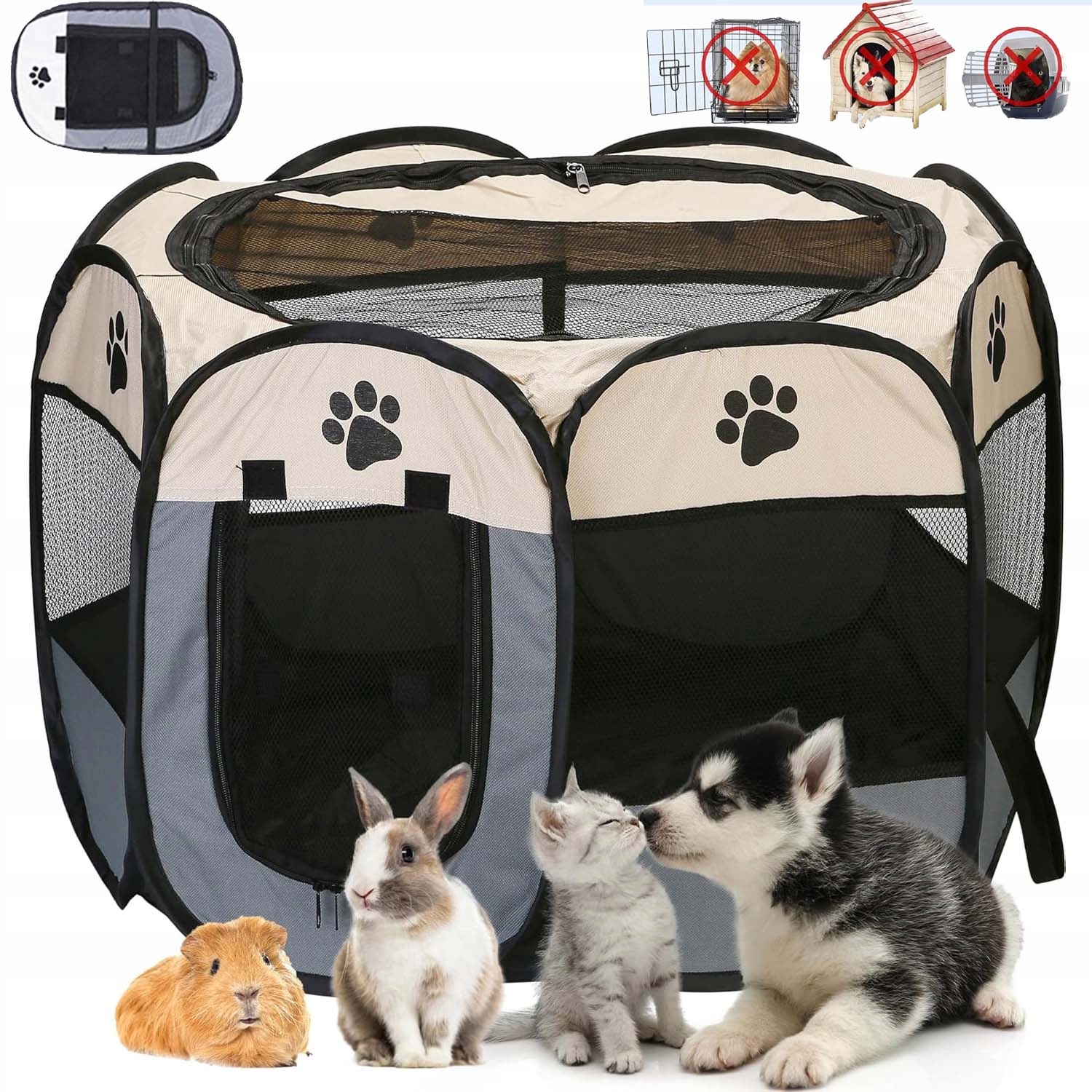 Kotec Pro Zvířata Psa Kočku Králíka Do Domácnosti, Skládací, Voděodolná 74X43 CM