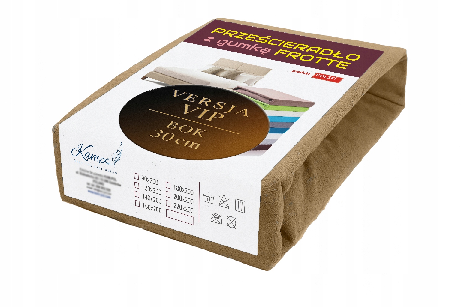 Prześcieradło Frotte Z Gumką Vip 120X220 Bok 30CM Polskie Cappucino Bawełna