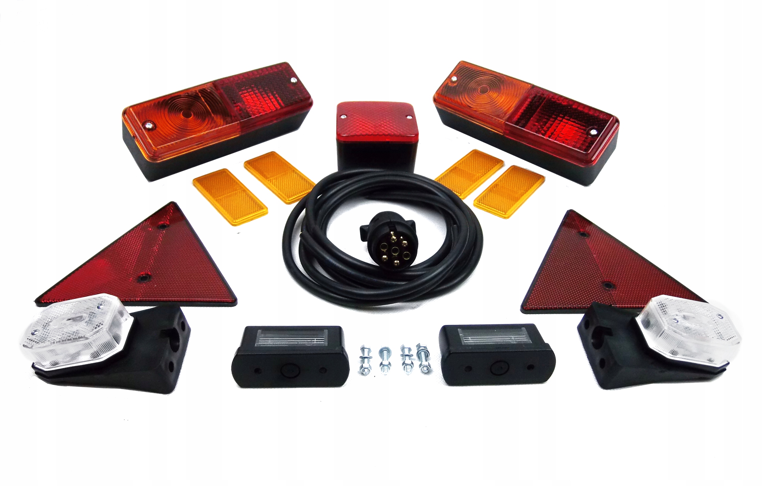 ZESTAW LAMP DO PRZYCZEPY ROLNICZEJ LAMPY TYLNE PRZECIWMGŁOWA ODBLASKI WTYK