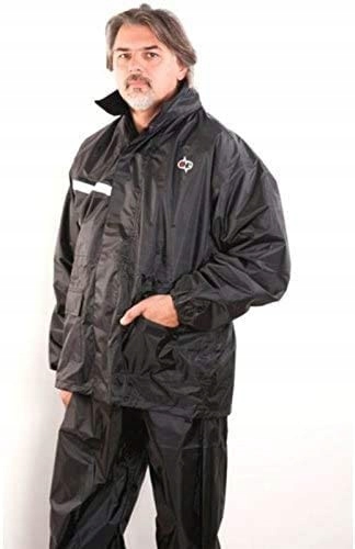 KOMBINEZON MOTOCYKLOWY LEOSHI PRZECIWDESZCZOWY M KURTKA + SPODNIE Kolor czarny