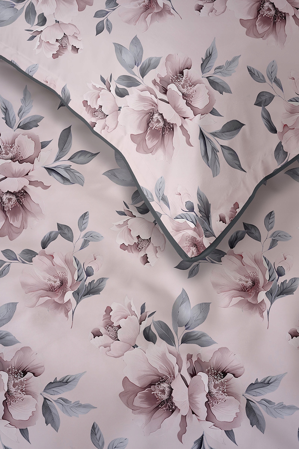 Pościel z Perkalu 220x200 w kwiaty Perkal 5898a wykończenie lamówką