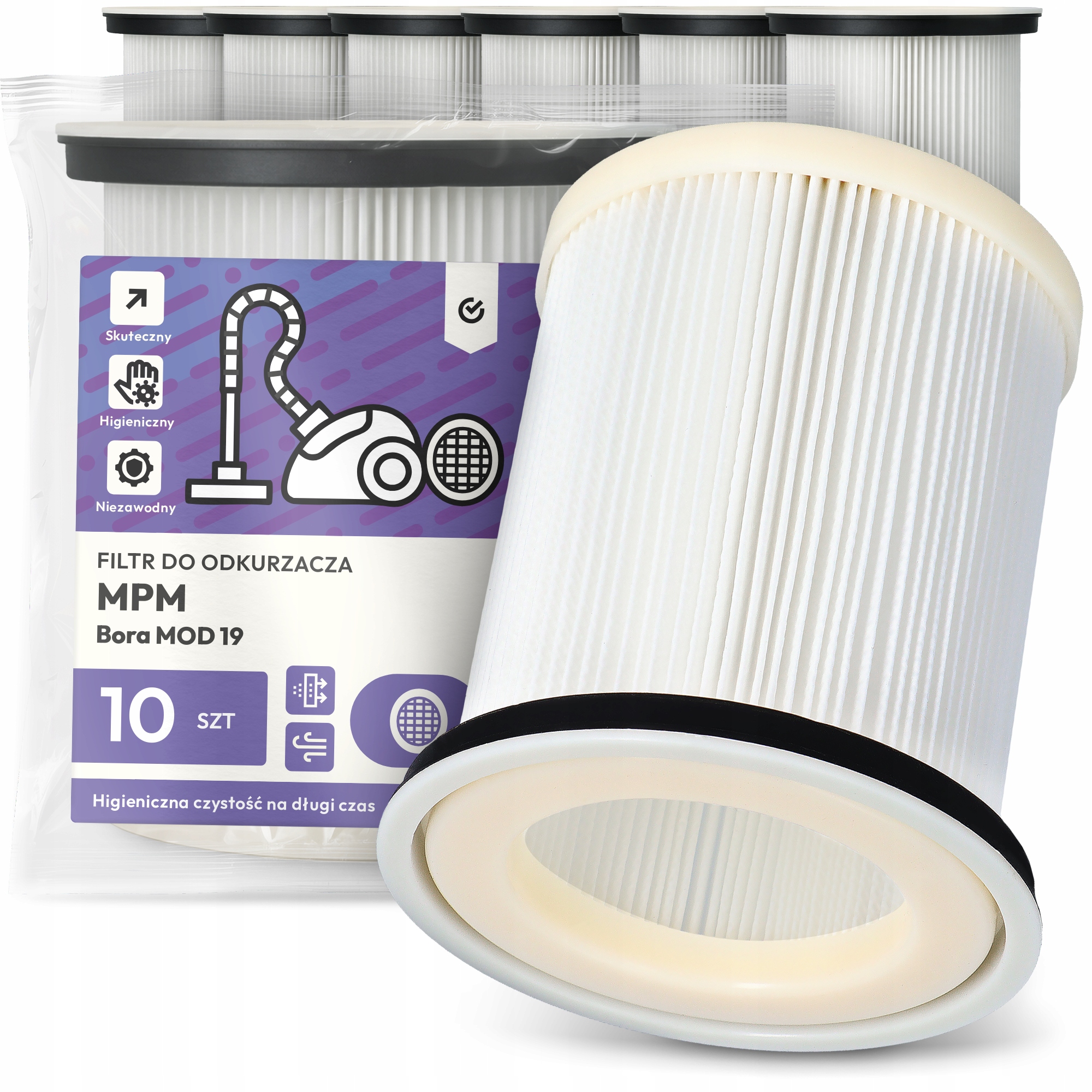 10 x Vzduchový Filtr pro vysavač Mpm Bora Mod 19 Hepa Omyvatelný Em-w