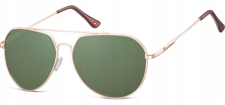 

Pilotki Męskie Damskie Aviatory Okulary Gold Green