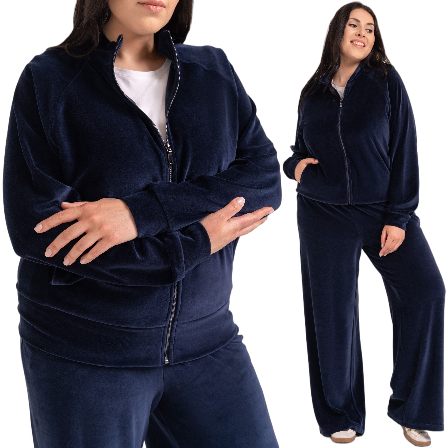 Teplákovka Dámský Velur Rozepínací Mikina Kalhoty Moraj Pohodlné Plus Size XXL
