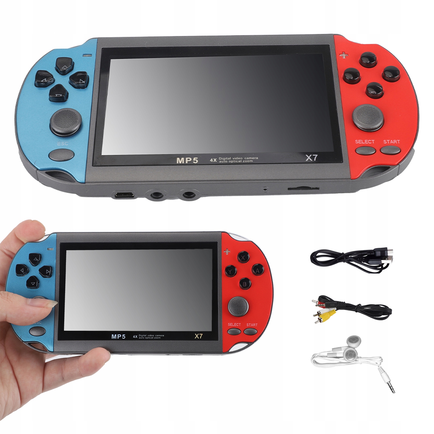 Konsola Gra Przenośna Z Podwójnym Rockerem X7 Duży Ekran 8G 4,3 Calowy