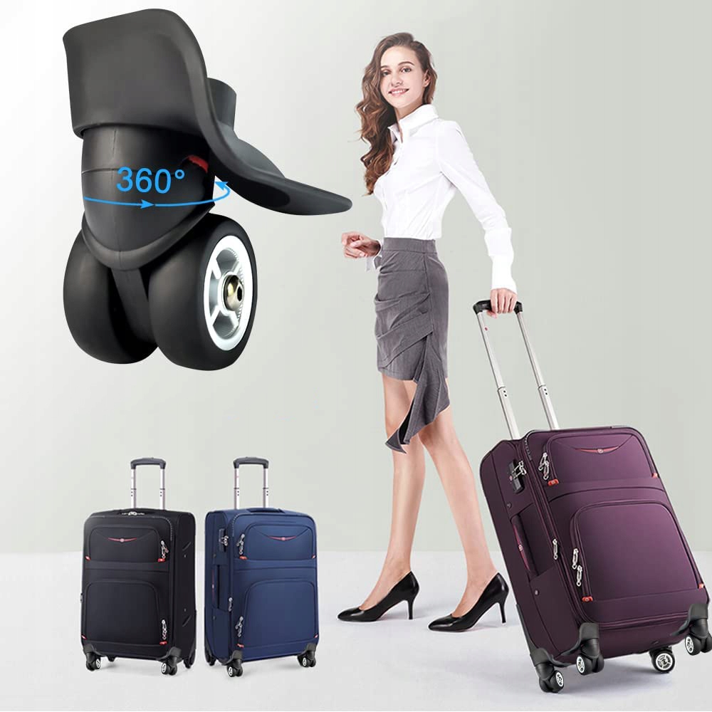 WYMIANA 4 KÓŁ ZAPASOWYCH DO WALIZKI BAGAŻOWEJ UNIWERSALNE KOŁO ELASTYCZNY Liczba sztuk w ofercie 4 szt.