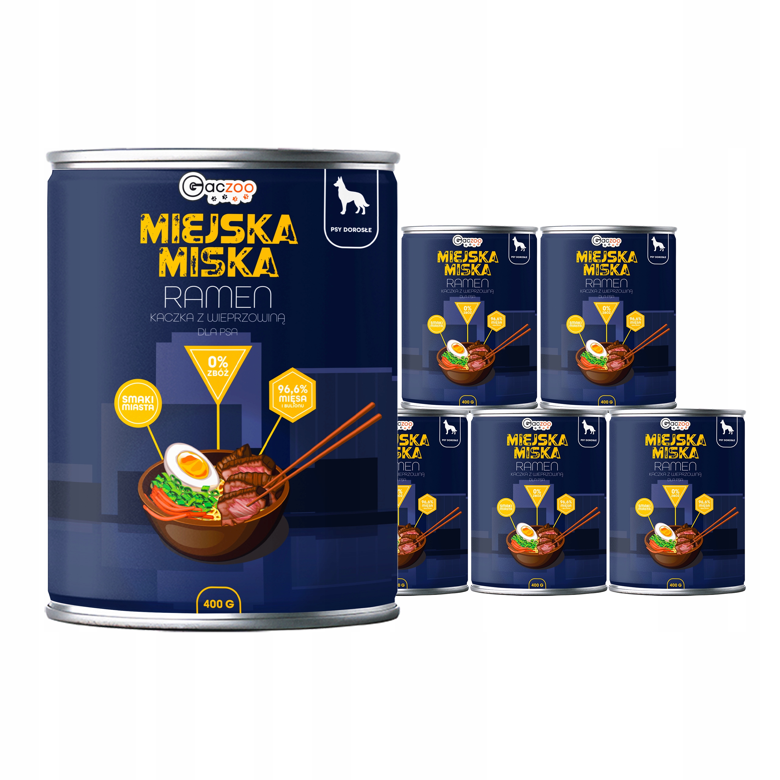 Krmivo pro psa Městská miska Gaczoo Ramen 6 x 400 g bez obilovin
