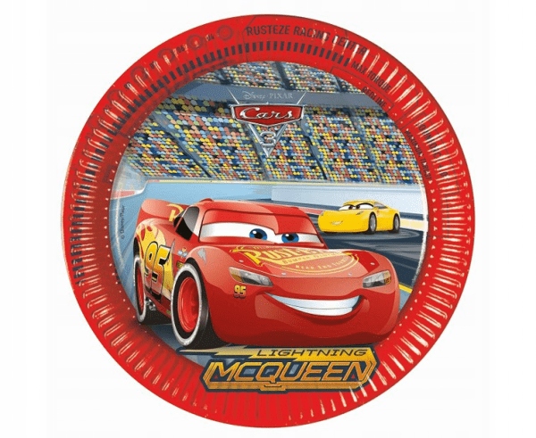 TALERZYKI PAPIEROWE CARS 3 AUTA ZYGZAK 8szt 23cm