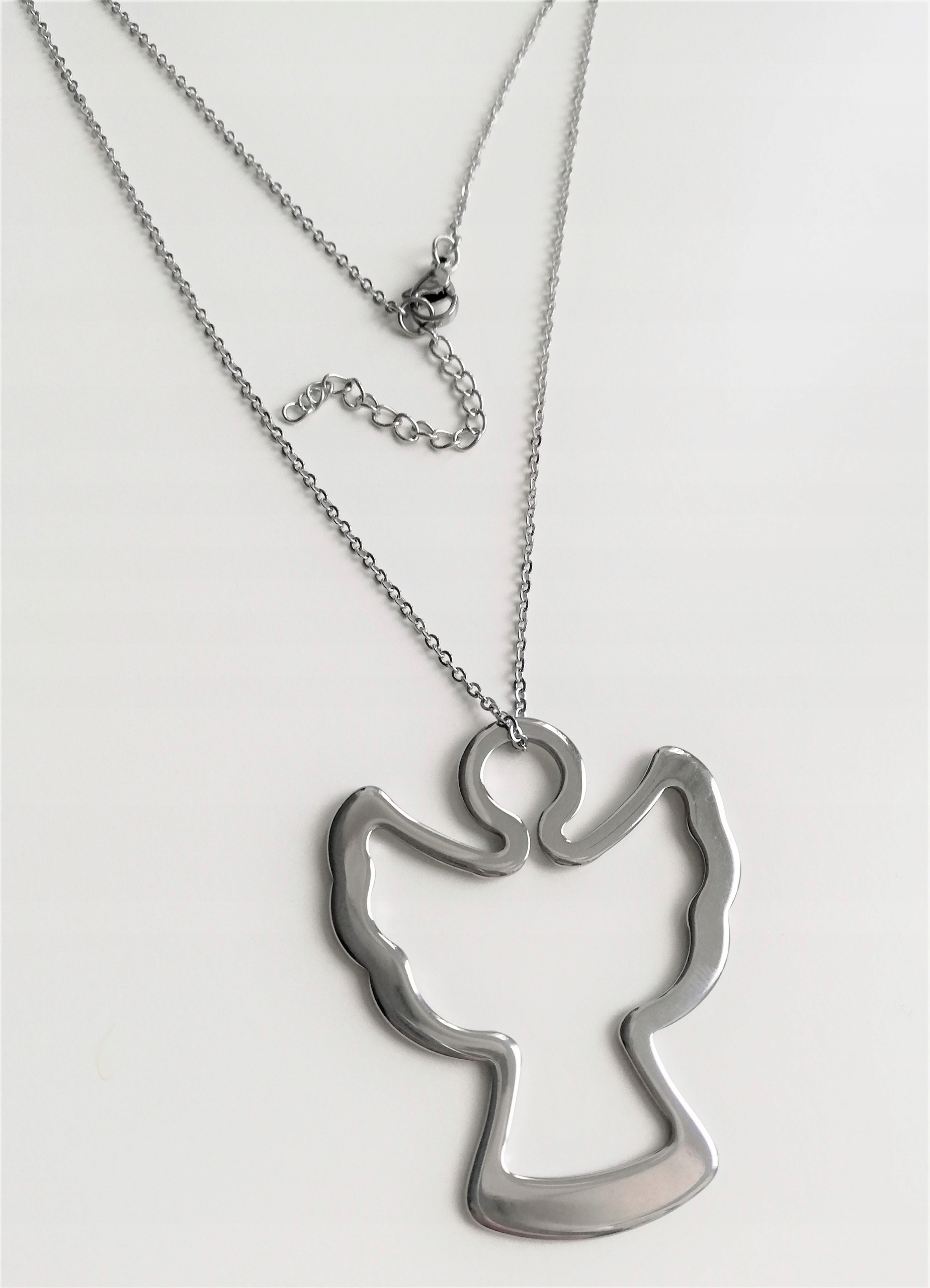 

długi naszyjnik Duży Anioł Kontur 80 cm Stal