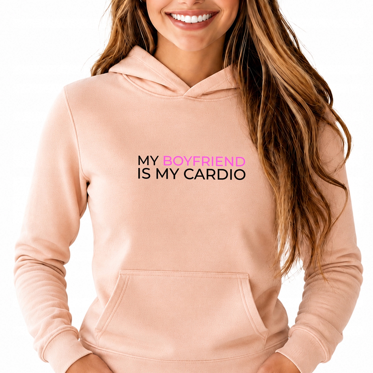 Mikina S S Kapucí A Výšivkou, Styl My Boyfriend Is My Cardio M