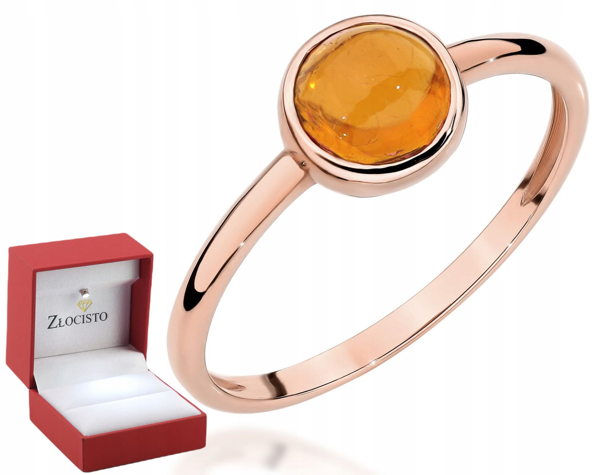 Růžové Zlato Prstýnek Přírodní Žlutý Kámen Turmalín Gravírování Zlato 585