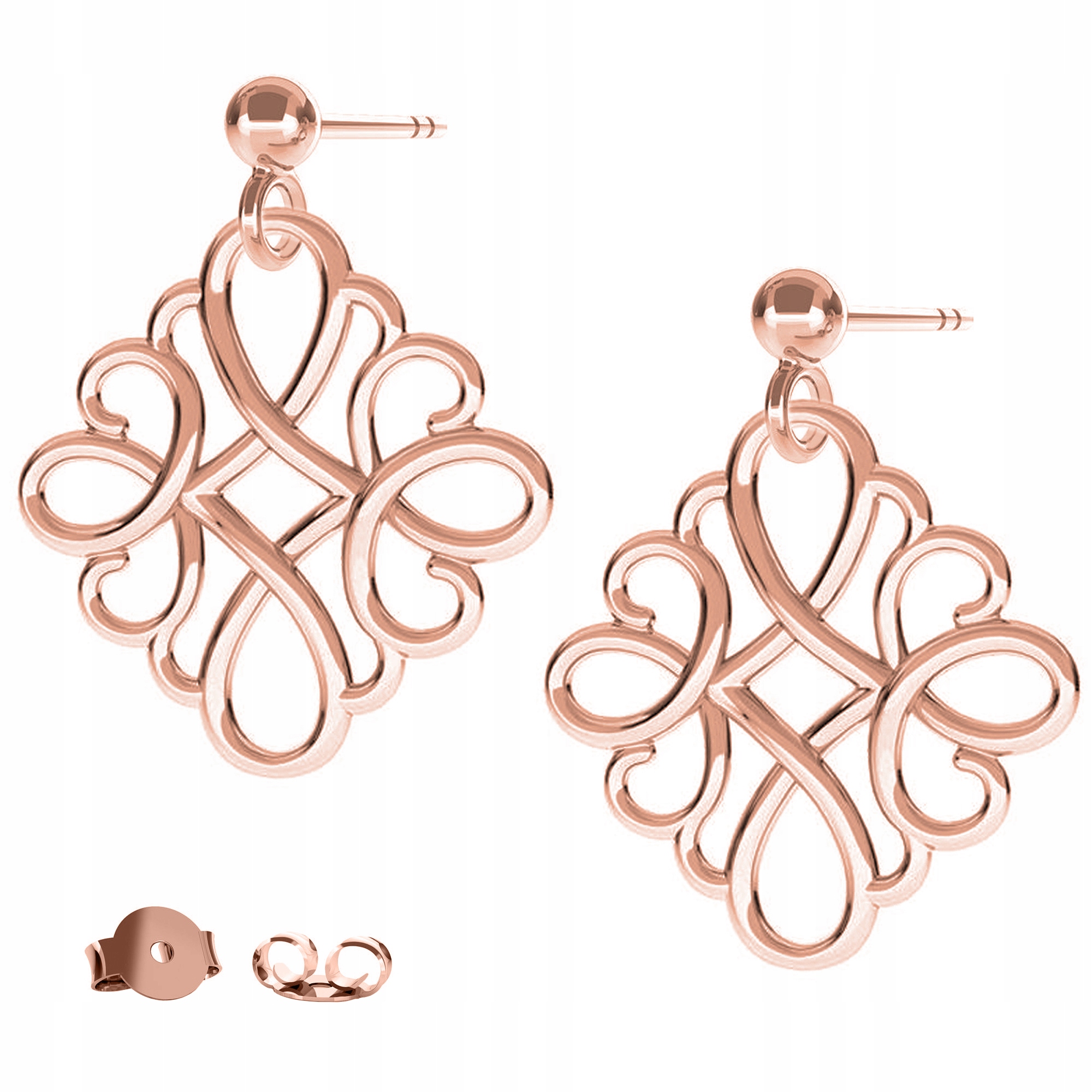 Náušnice Prolamované Spojovací díl růžové zlato 925